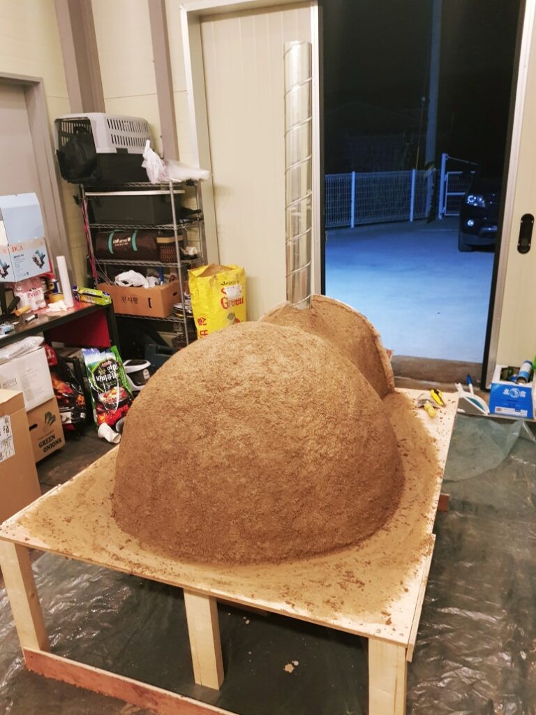 완성된 펄라이트,시멘트 피자화덕