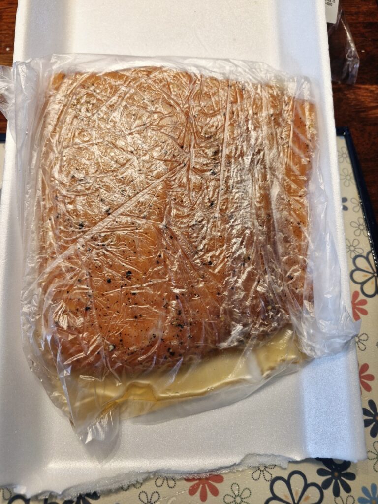 Cured salmon showing moisture loss after refrigeration