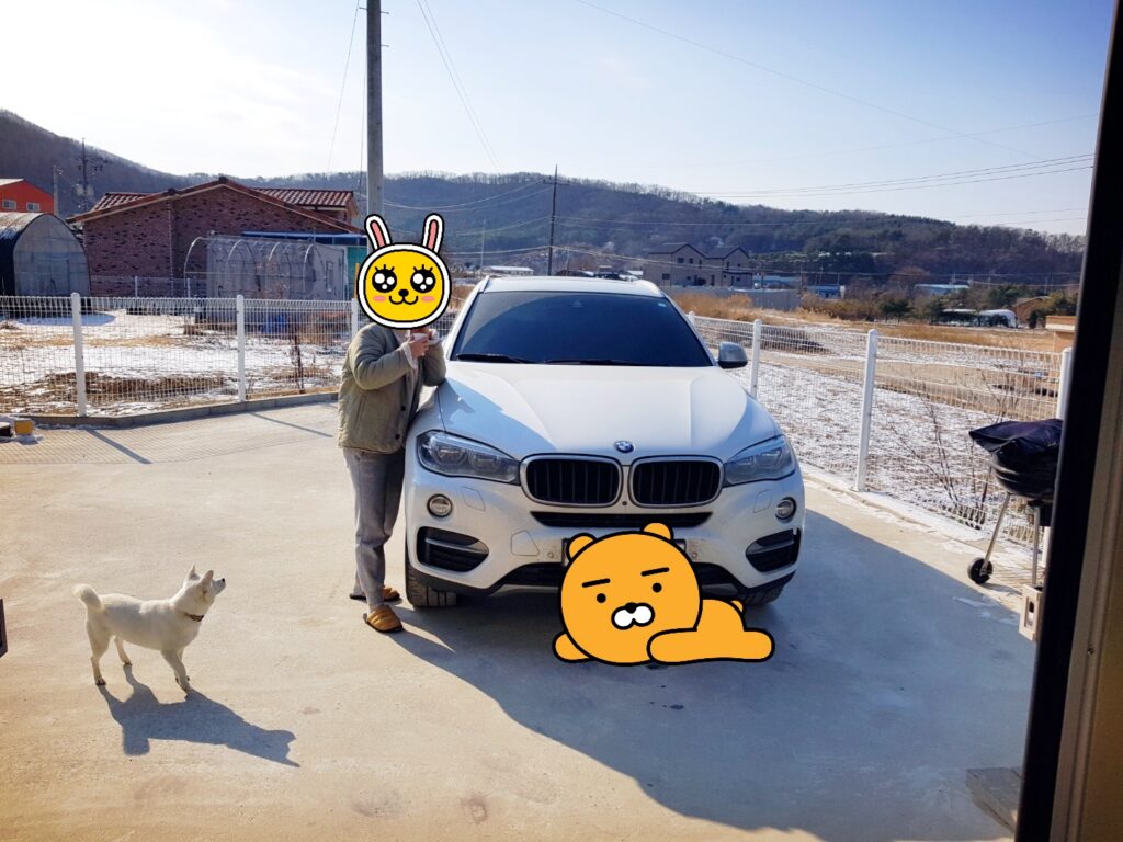 A white BMW X6 parked at a country house on its last day.