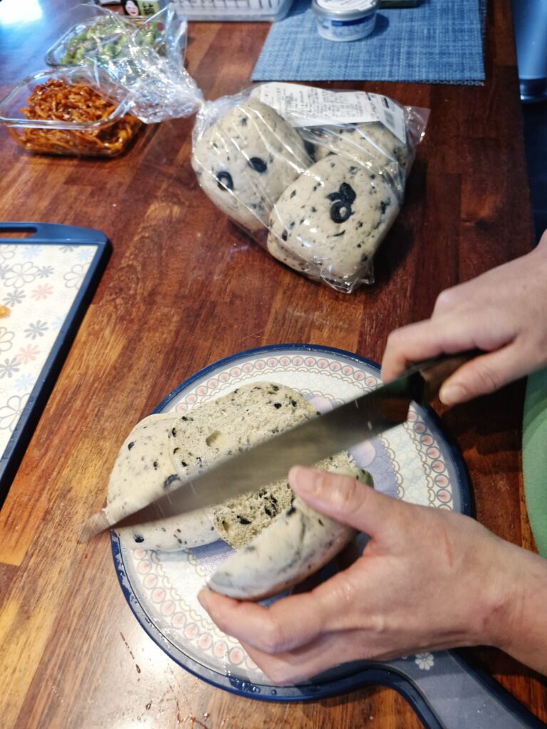 Slices of bread ready for sandwich assembly